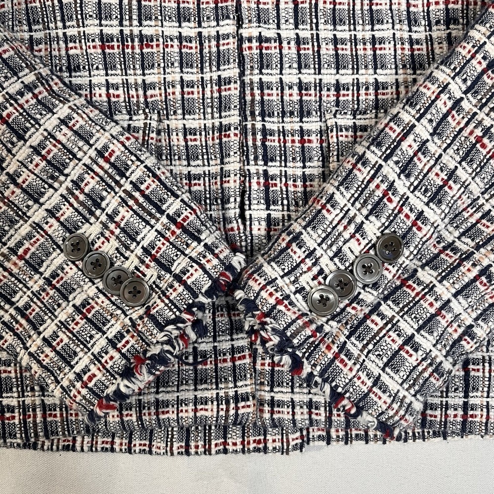 J Crew Womens Size 2 Tweed Jacket Red White Blue Academia Preppy Office Career - Picture 13 of 13